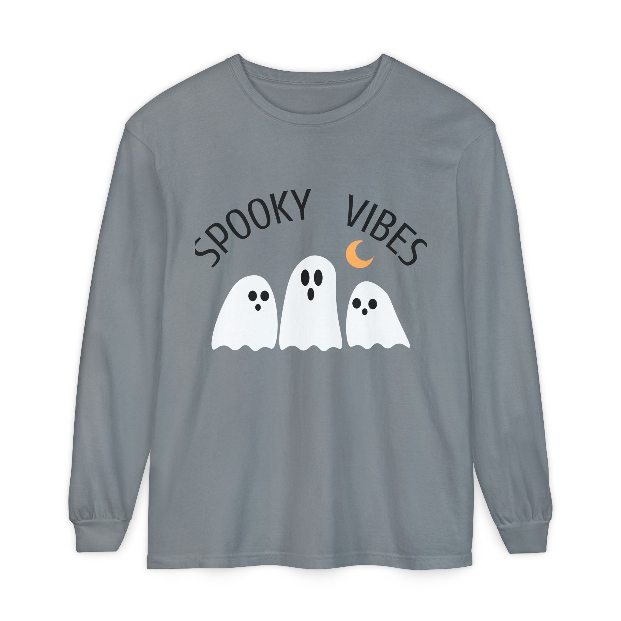 Spooky Vibes ghost trio Long Sleeve T-Shirt | Halloween orange