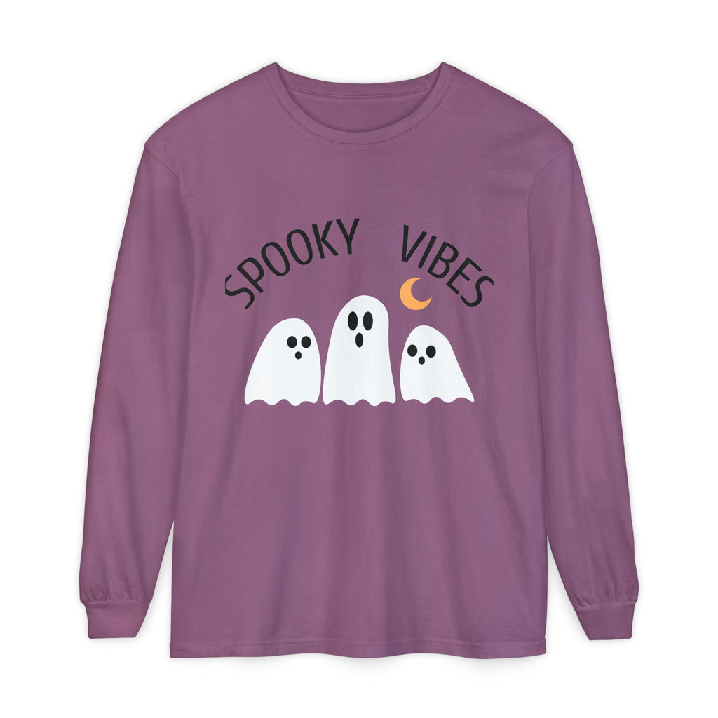 Spooky Vibes ghost trio Long Sleeve T-Shirt | Halloween orange