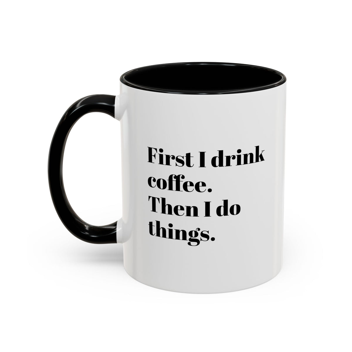 Black Accent Coffee Mug – Minimalist Bold Text Design