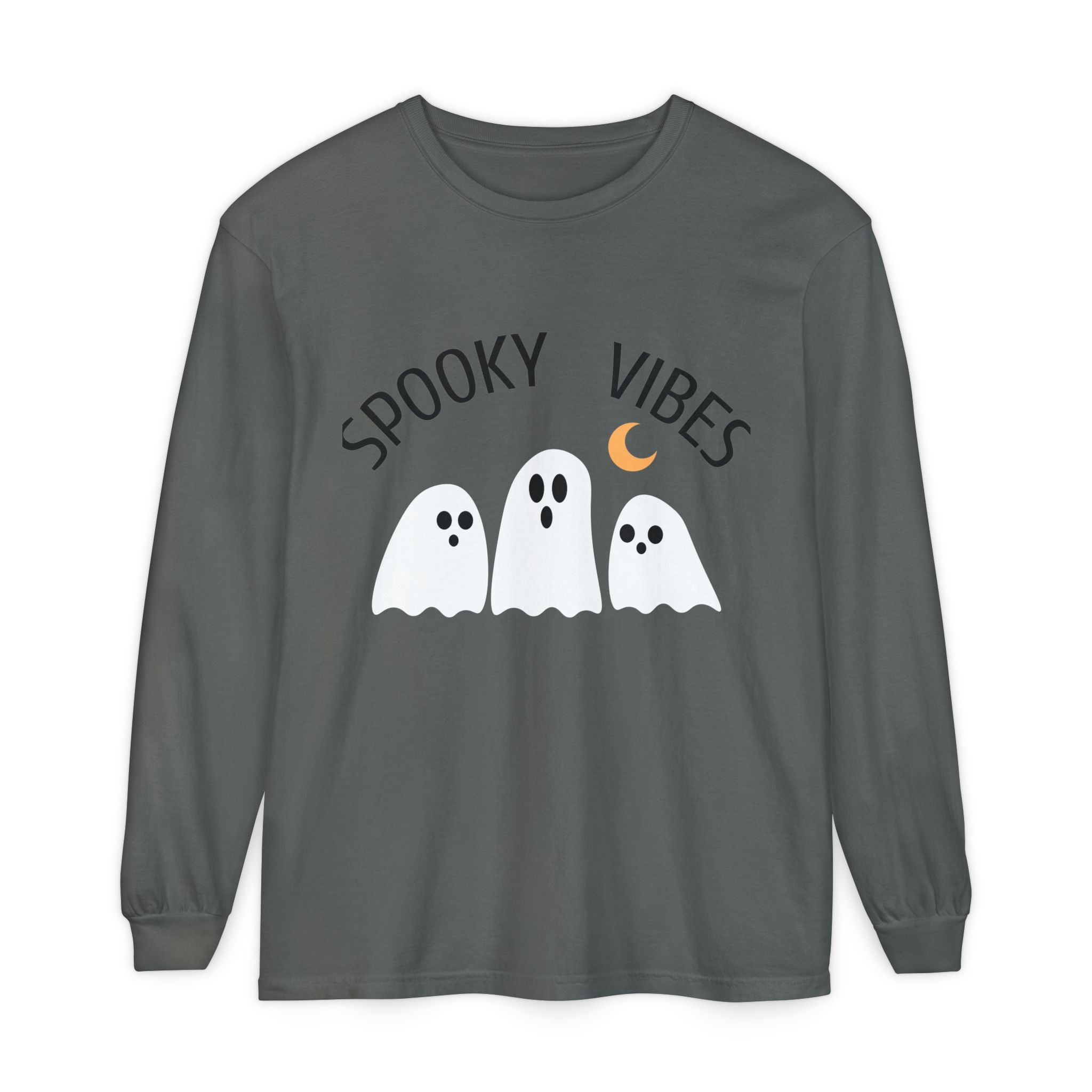 Spooky Vibes ghost trio Long Sleeve T-Shirt | Halloween orange