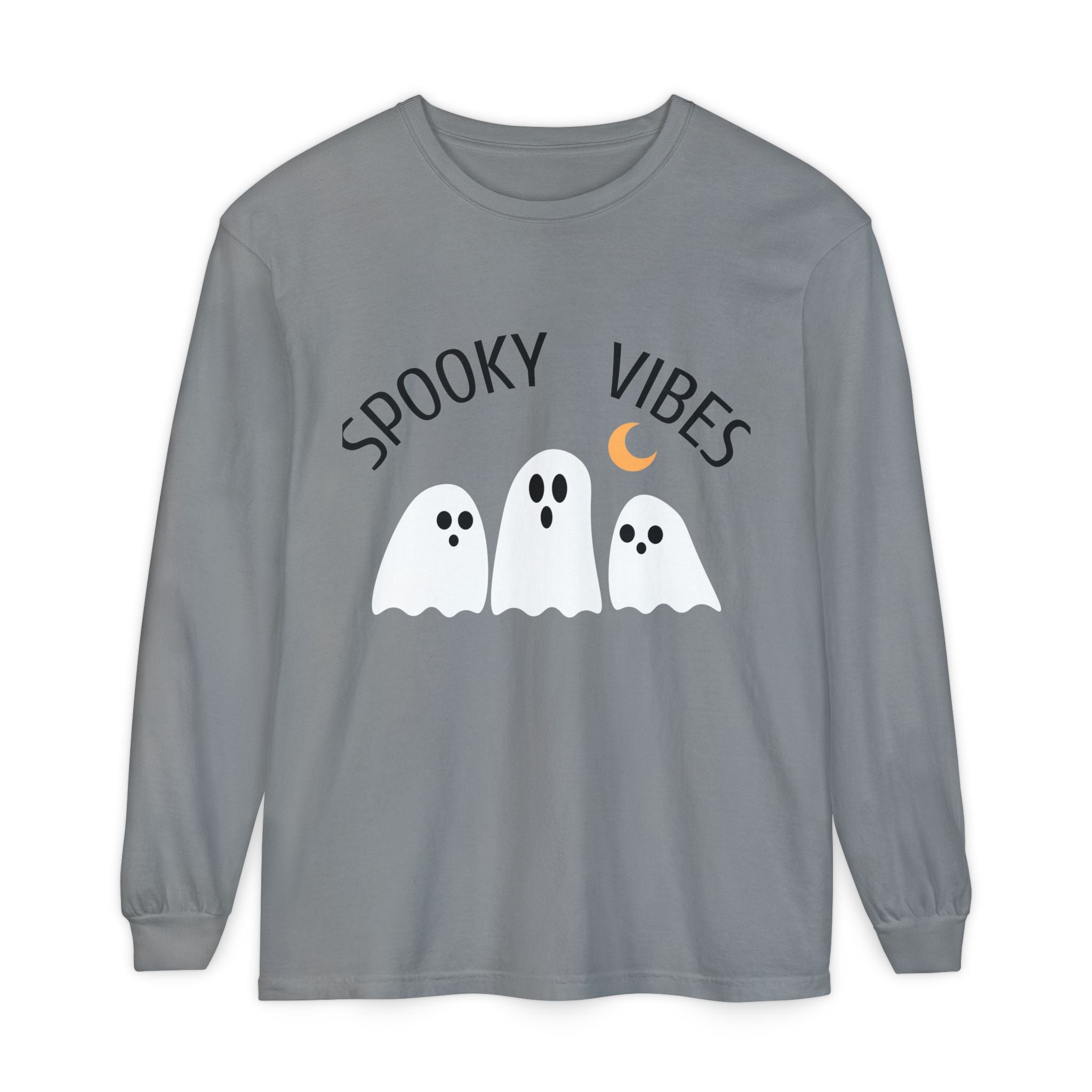 Spooky Vibes ghost trio Long Sleeve T-Shirt | Halloween orange