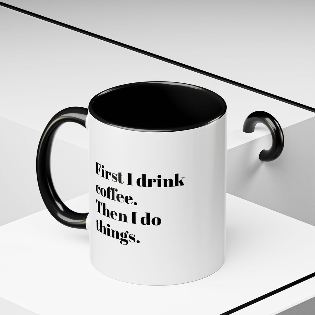 Black Accent Coffee Mug – Minimalist Bold Text Design