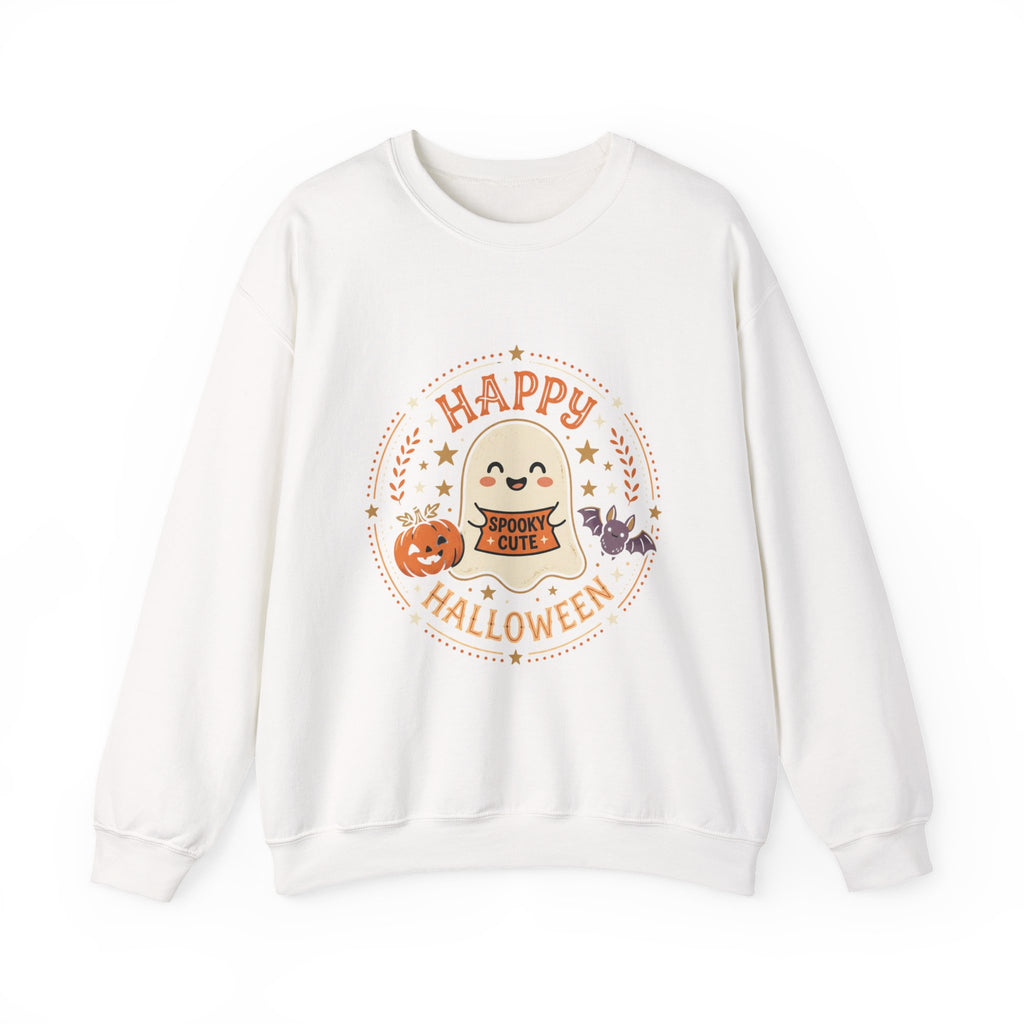 Happy Halloween Ghost Sweatshirt | Spooky Cute Pumpkin & Bats