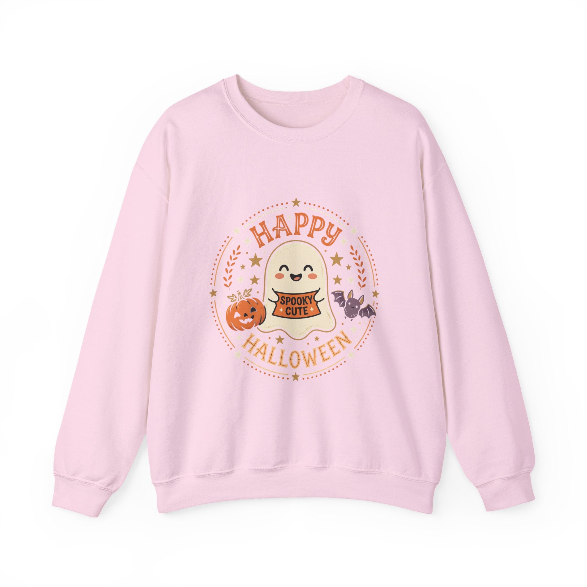 Happy Halloween Ghost Sweatshirt | Spooky Cute Pumpkin & Bats