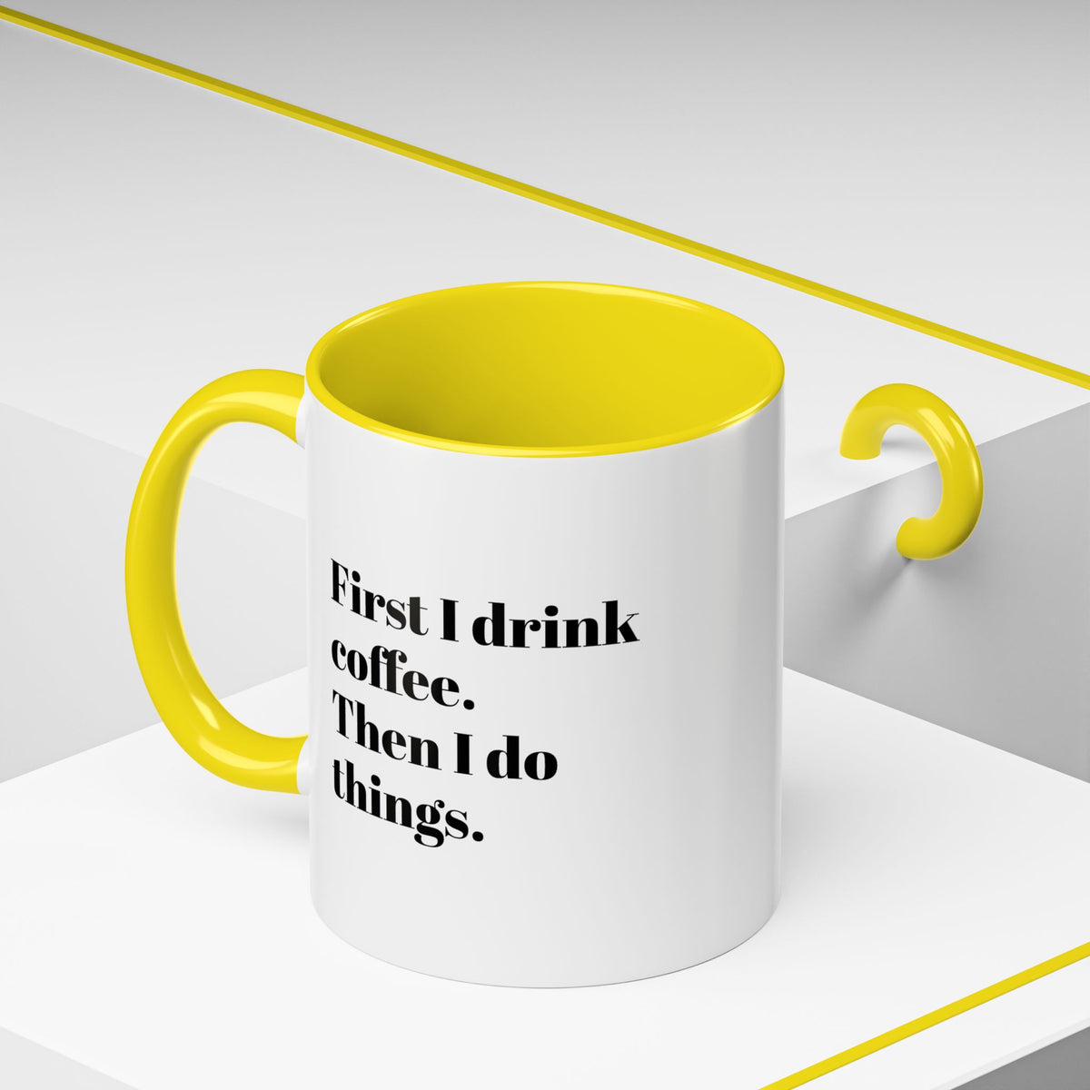 Black Accent Coffee Mug – Minimalist Bold Text Design