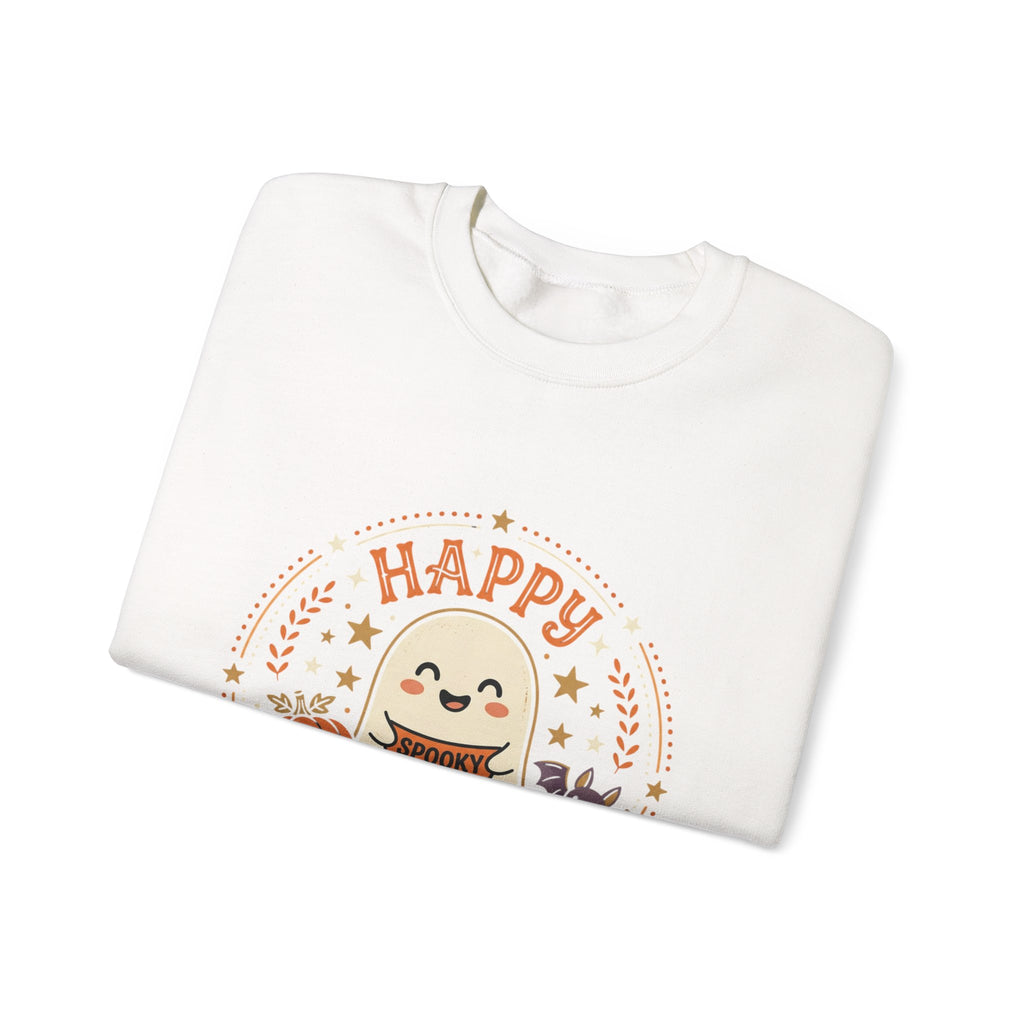 Happy Halloween Ghost Sweatshirt | Spooky Cute Pumpkin & Bats