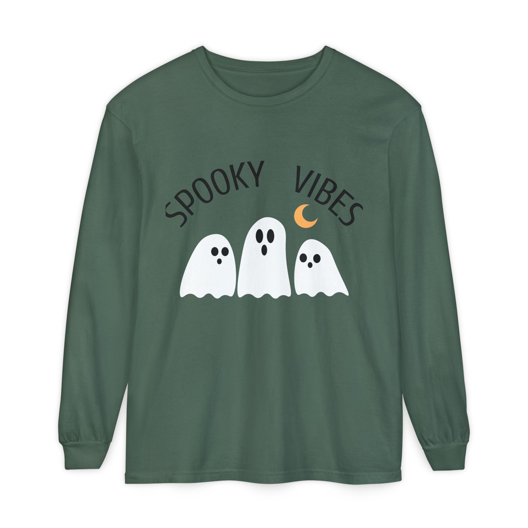 Spooky Vibes ghost trio Long Sleeve T-Shirt | Halloween orange
