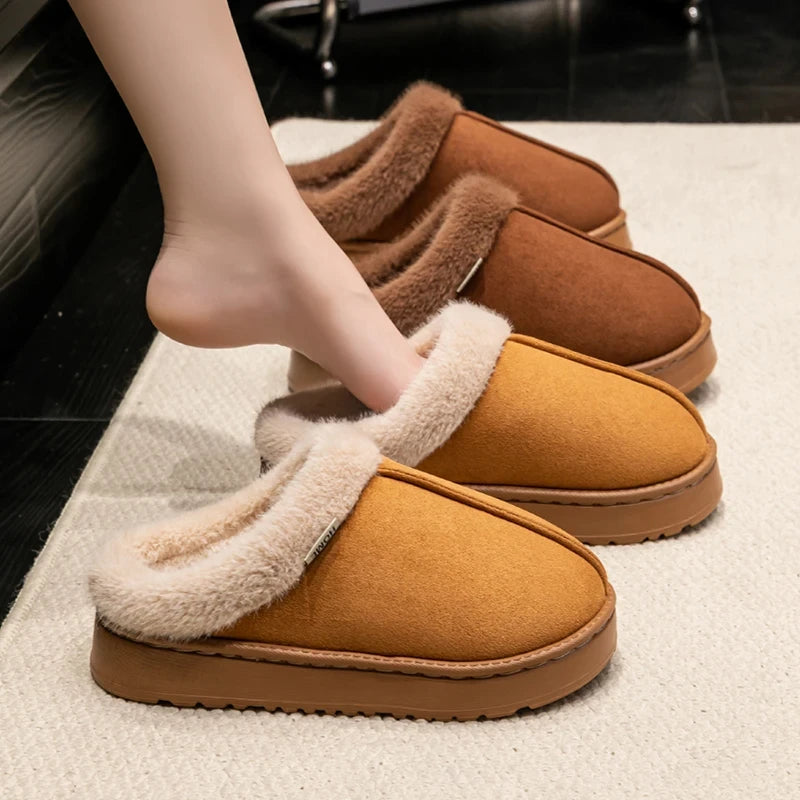 Fluffy Faux Suede Indoor Slippers