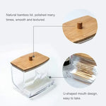 Transparent Bamboo Cotton Swab Organizer