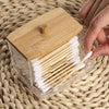 Transparent Bamboo Cotton Swab Organizer