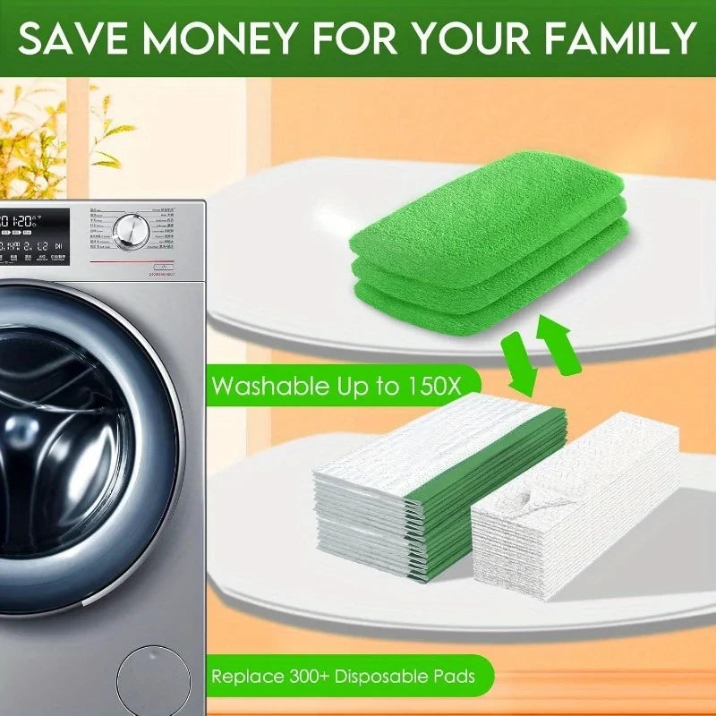 Reusable Microfiber Mop Pad Set