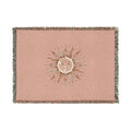 Celestial Sun Woven Blanket — Boho Sun Face Throw for Living Room, Bedroom, or Picnic