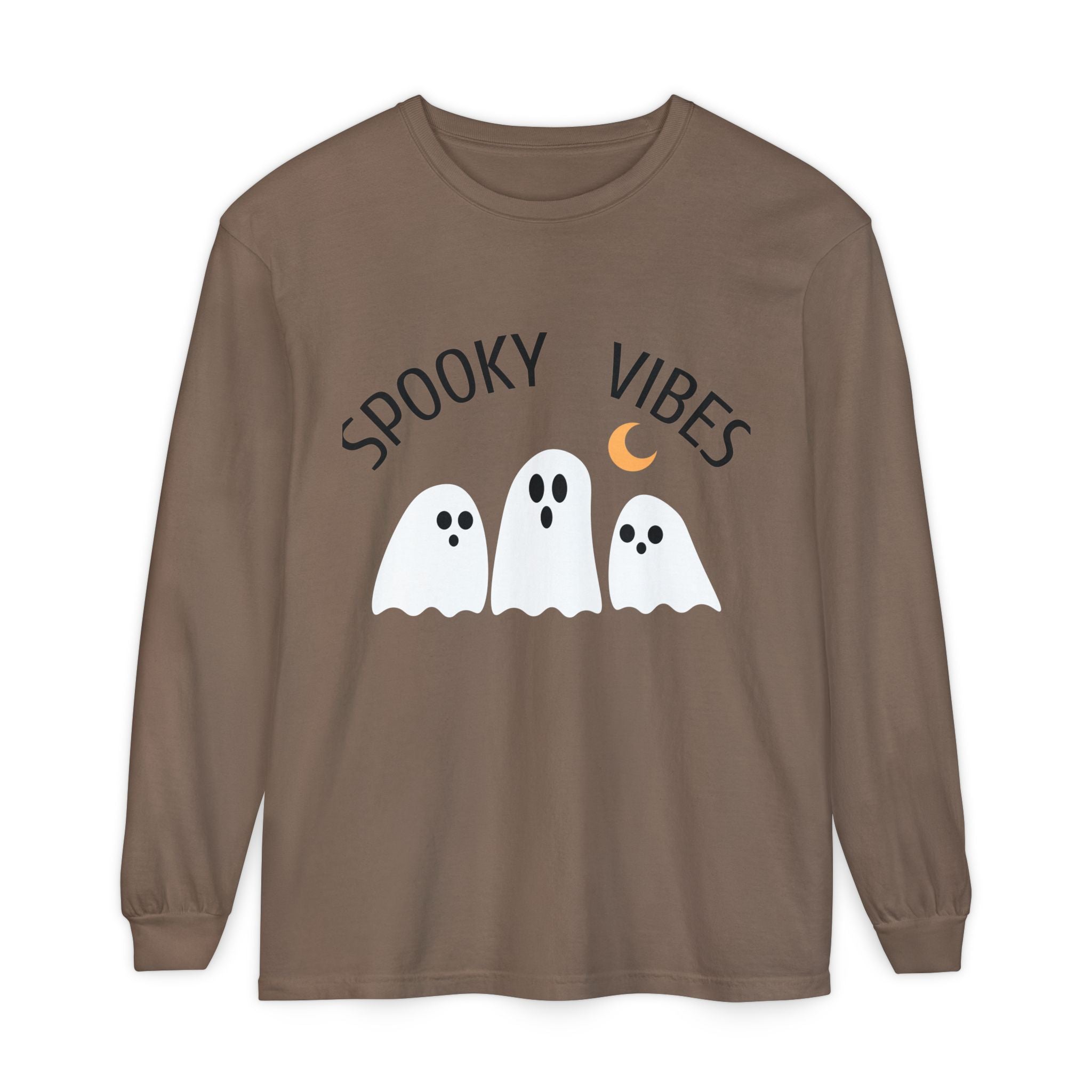 Spooky Vibes ghost trio Long Sleeve T-Shirt | Halloween orange