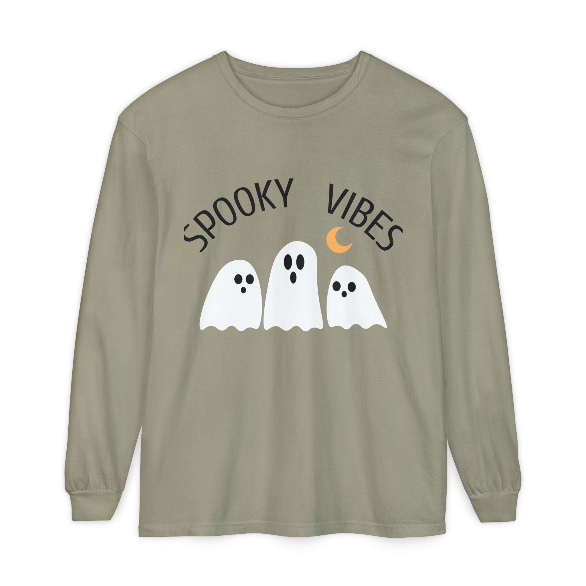Spooky Vibes ghost trio Long Sleeve T-Shirt | Halloween orange