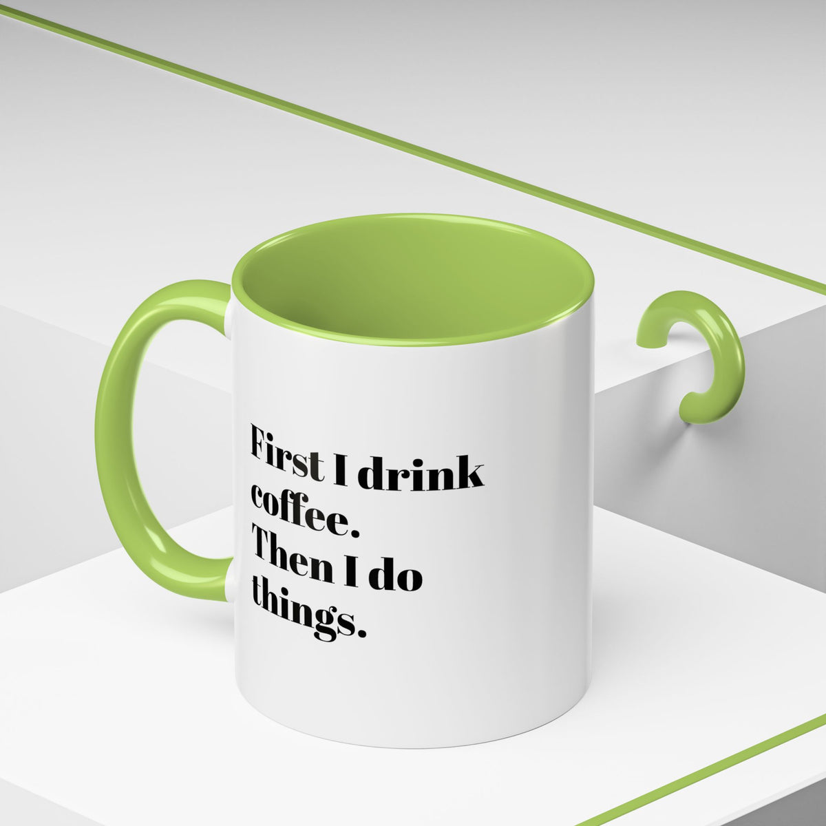 Black Accent Coffee Mug – Minimalist Bold Text Design