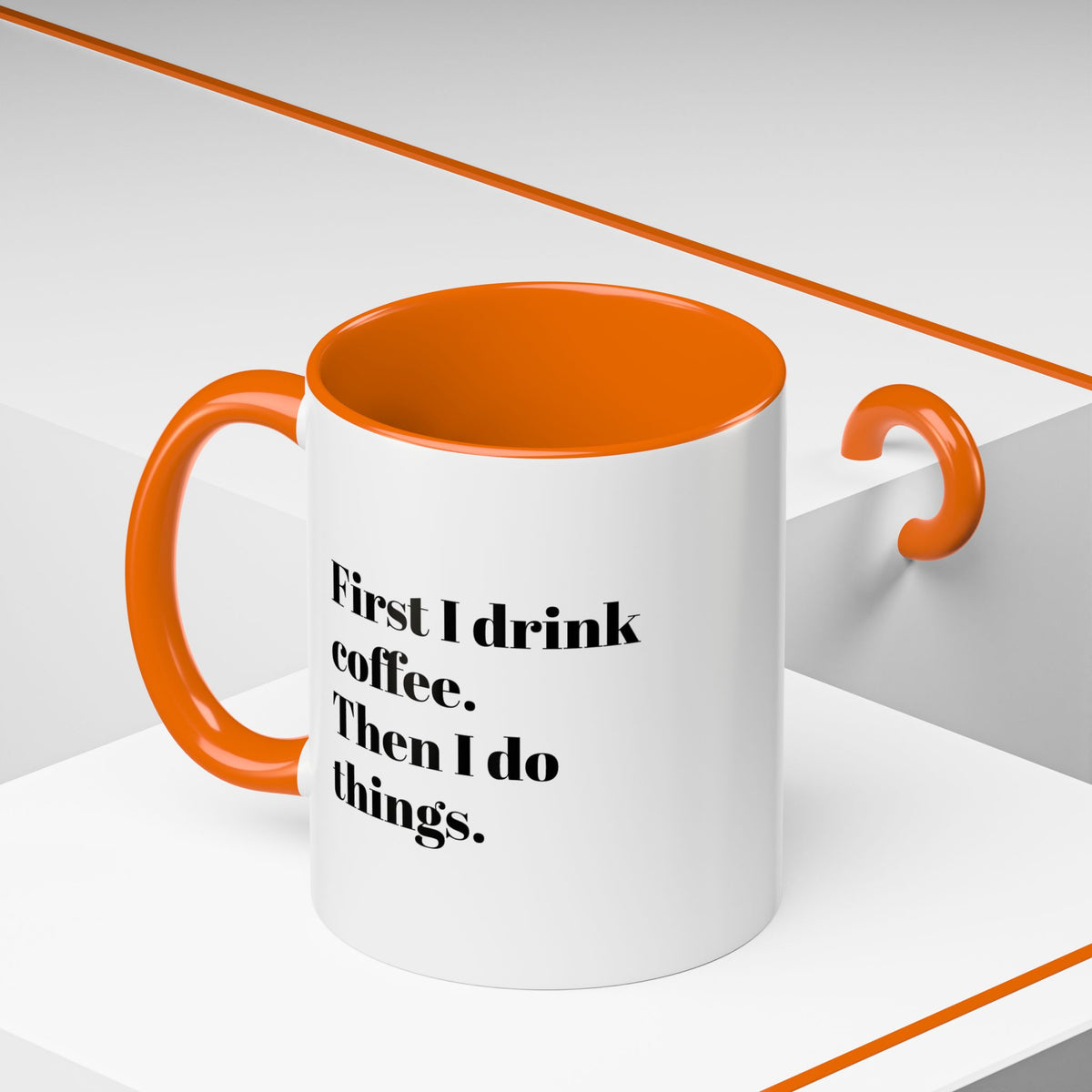 Black Accent Coffee Mug – Minimalist Bold Text Design