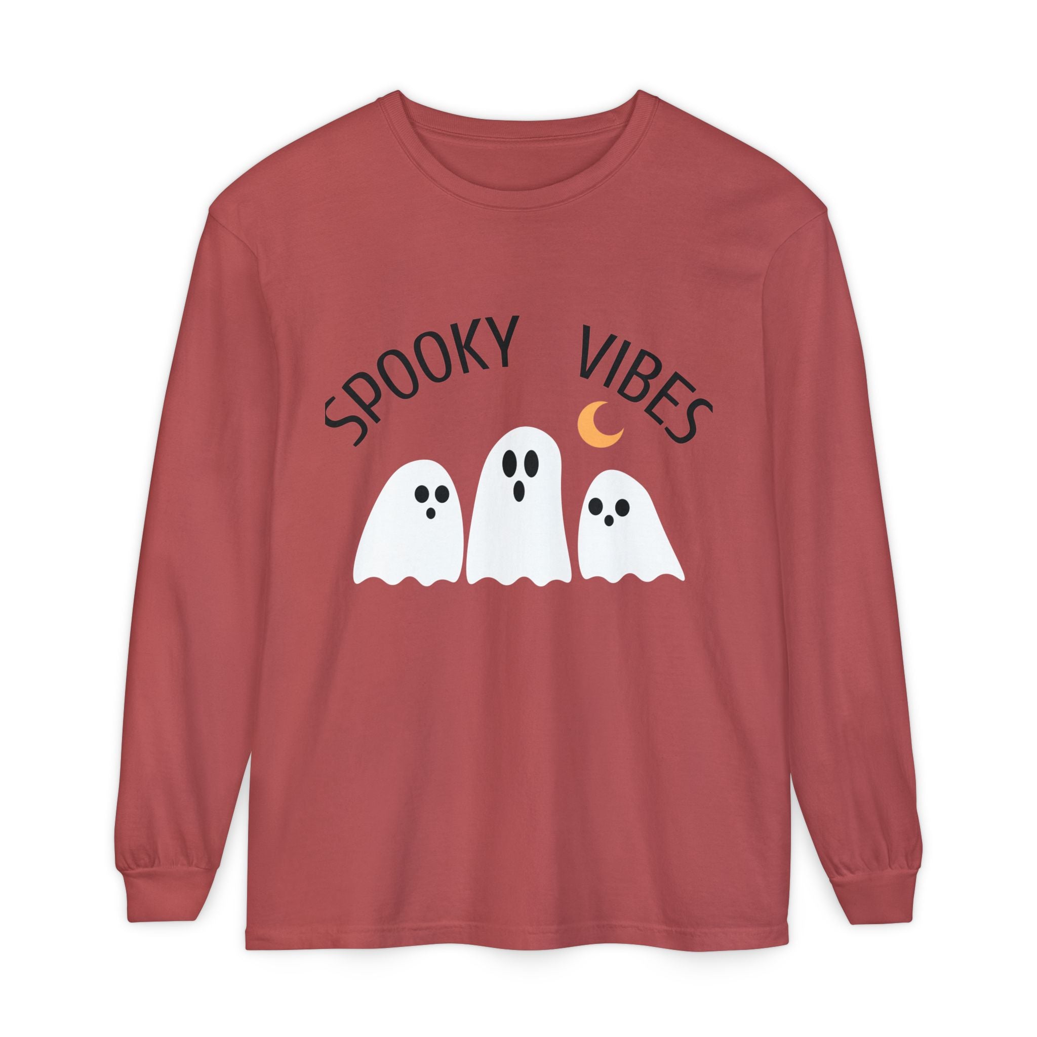 Spooky Vibes ghost trio Long Sleeve T-Shirt | Halloween orange